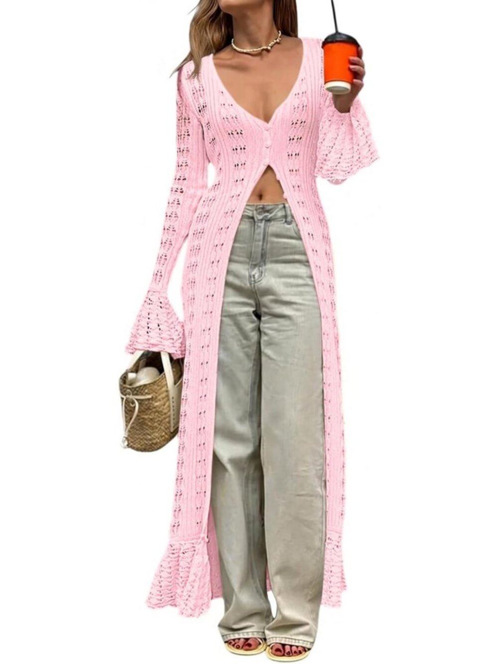 Boho Crochet Long Cardigan - Summer Maxi Lace Duster Coat for Women